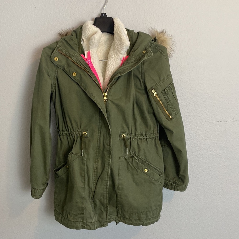 GAP Girls Y L GAP Green Jacket w/removable woolen lining